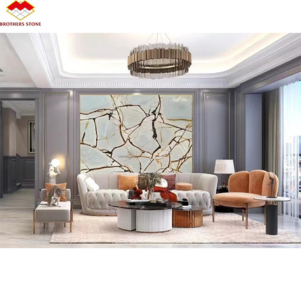 สีฟ้า โรมาควาร์ซิต แผ่นใหญ่ เหมาะสําหรับผนังภายในโรงแรมและโต๊ะครัว