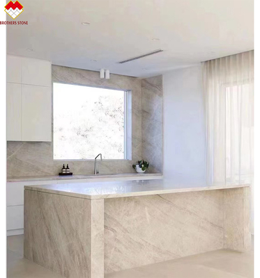 18 มม CNF Taj Mahal คาวตาร์ซิตสีขาว Cristallo Backlit Stone Countertop สําหรับตกแต่งบ้าน