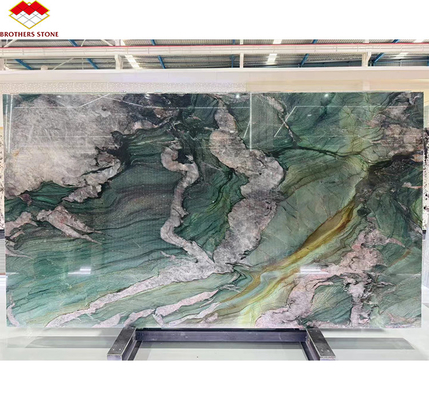 แผ่นพื้นคัลไซต์มาร์บอร์โมเดิร์น บาต้า สี Emerald Green Quartzite Slab สําหรับแผ่นผนังโรงแรม
