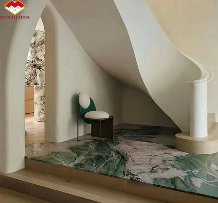 แผ่นพื้นคัลไซต์มาร์บอร์โมเดิร์น บาต้า สี Emerald Green Quartzite Slab สําหรับแผ่นผนังโรงแรม