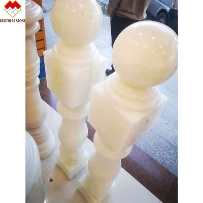 สีขาว Onyx มาร์บอร์หินแกรนิต รางการ์ด แฮนเดริล Balauster Balustrade สําหรับบันไดในอพาร์ทเมนต์