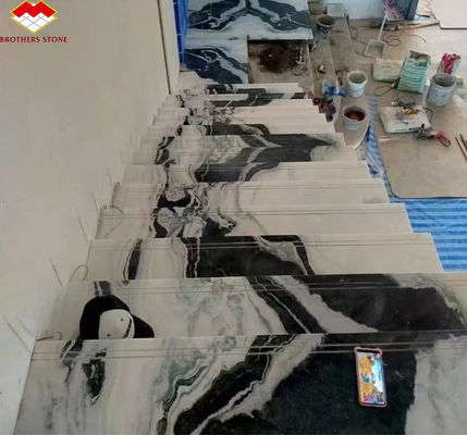 ราคาพิเศษ Panda ขาว มาร์บอร์บันได หินธรรมชาติสําหรับการออกแบบบันไดตรง