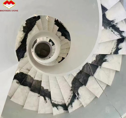 ราคาพิเศษ Panda ขาว มาร์บอร์บันได หินธรรมชาติสําหรับการออกแบบบันไดตรง