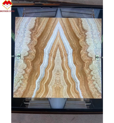 สไตล์การออกแบบที่ทันสมัย แบ็คไลท์สีเหลือง Onyx หนังสือที่ตรงกันกับเสือธรรมชาติทันสมัย Onyx Slab
