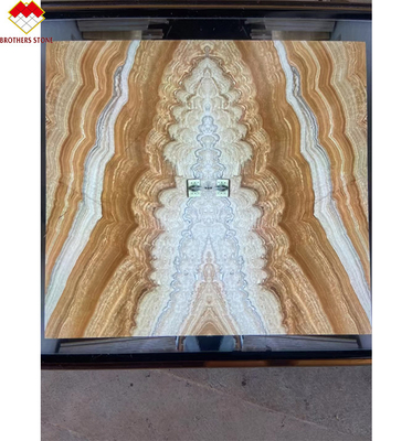 สไตล์การออกแบบที่ทันสมัย แบ็คไลท์สีเหลือง Onyx หนังสือที่ตรงกันกับเสือธรรมชาติทันสมัย Onyx Slab