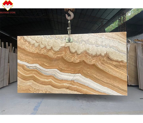 สไตล์การออกแบบที่ทันสมัย แบ็คไลท์สีเหลือง Onyx หนังสือที่ตรงกันกับเสือธรรมชาติทันสมัย Onyx Slab