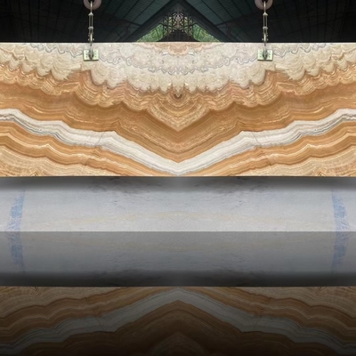 สไตล์การออกแบบที่ทันสมัย แบ็คไลท์สีเหลือง Onyx หนังสือที่ตรงกันกับเสือธรรมชาติทันสมัย Onyx Slab