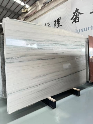 พื้นครัวและบันไดที่ทันสมัย ขาวที่มีเส้นเลือดเขียว/เทา Calacatta หนังสือมาร์บอร์ Match Table Countertop