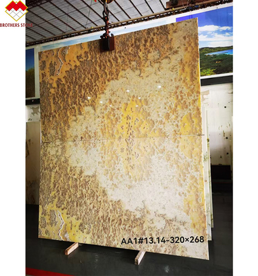 ฝันเห็นสีเขียว มาร์บอร์ Jade มาร์บอร์ Onyx Slab สําหรับวิลล่า โต๊ะบนโต๊ะและพื้นแผ่นผนัง