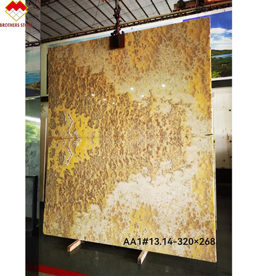 ฝันเห็นสีเขียว มาร์บอร์ Jade มาร์บอร์ Onyx Slab สําหรับวิลล่า โต๊ะบนโต๊ะและพื้นแผ่นผนัง