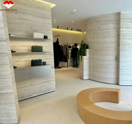 มาร์บอร์ ทราเวิร์ตติน หินขนาดใหญ่ สะบัดสําหรับ โรงแรมโมเดิร์น วิลล่า Interior Design