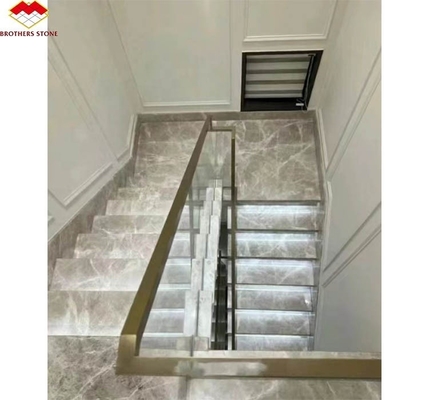 หินธรรมชาติบันไดตรง โมเดิร์นในบ้าน สีเทา มาร์บูล anti slip