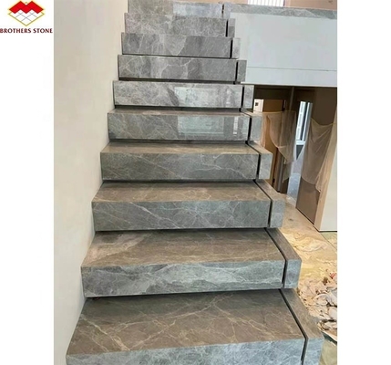 หินธรรมชาติบันไดตรง โมเดิร์นในบ้าน สีเทา มาร์บูล anti slip