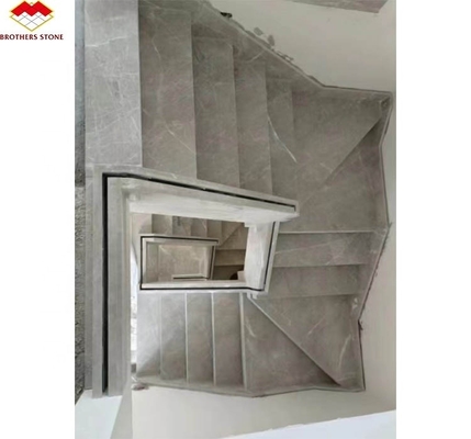 หินธรรมชาติบันไดตรง โมเดิร์นในบ้าน สีเทา มาร์บูล anti slip