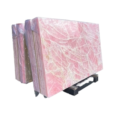 โต๊ะคอนเทป พื้นตะเบียน ดอกมะพร้าวสีชมพู Onyx ดอกมะพร้าวสล็อบที่มีแสงเบื้องหลัง