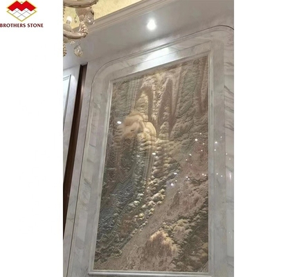 หินโอนิกซ์กระจ่างกระจ่าง โมเดิร์น ดีไซน์สําหรับแสงเบื้องหลังธรรมชาติ น้ําตาลเจด มาร์บูล์บิ๊กสลับ