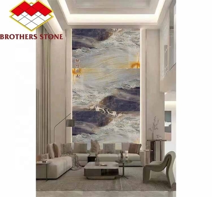 หินมาร์บเมอร์สีม่วงเคลือบ โต๊ะรับประทานอาหารขนาดใหญ่สําหรับการออกแบบห้องนอนที่ทันสมัย