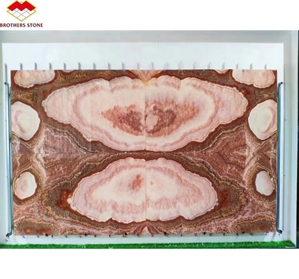 แบคไลท์สีแดง Onyx หินมาร์บูลิท หนังสือสล็อบที่ตรงกันสําหรับรูปแบบโต๊ะมาร์บูลิทโปร่งใส