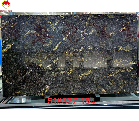 ปรับแต่งหรูหราทองดําเส้นเลือด Quartzite หิน Vanity Top สําหรับครัวและห้องน้ํา