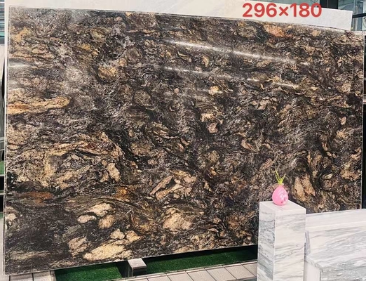 ปรับแต่งหรูหราทองดําเส้นเลือด Quartzite หิน Vanity Top สําหรับครัวและห้องน้ํา