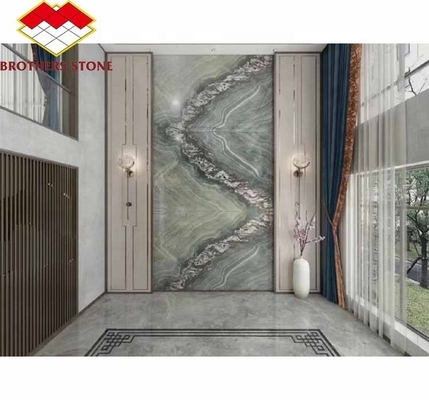 โต๊ะรับประทานอาหารโรงแรมที่ทันสมัยที่มีพื้นผิวมาร์บอร์สีเขียวเคลือบ และการออกแบบกราฟฟิกตามสั่ง