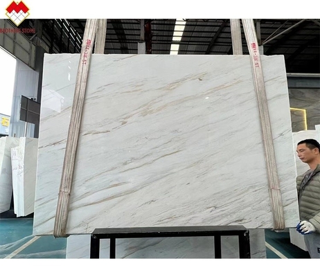 ขนาดที่กําหนดเอง Venus Gold Calacatta Marble Spiral Staircase Tread Indoor โมเดิร์น LED Light และ Anti-Slip Design