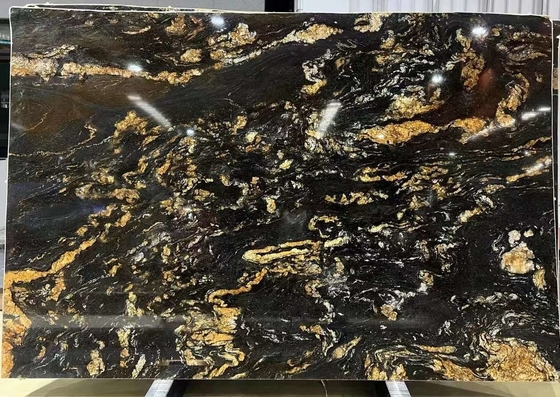 ปรับแต่งหรูหราทองดําเส้นเลือด Quartzite หิน Vanity Top สําหรับครัวและห้องน้ํา