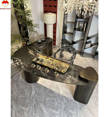 ส่วนประกอบ Lavabo Polished Black Quartzite Vanity Top สําหรับการออกแบบห้องน้ําในบราซิล