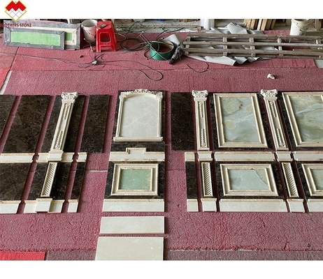 สีครีมเคลือบ สีเบจสีเขียว Onyx มาร์มเบอร์ ผนังเคลือบ ออกแบบทันสมัยสําหรับวิลล่า