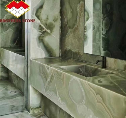 สวยงาม Sapphire เขียว Onyx มาร์บอร์ Jade Stone Slab สําหรับห้องนั่งเล่น ห้องอาหาร ห้องนอน