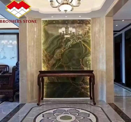 สวยงาม Sapphire เขียว Onyx มาร์บอร์ Jade Stone Slab สําหรับห้องนั่งเล่น ห้องอาหาร ห้องนอน