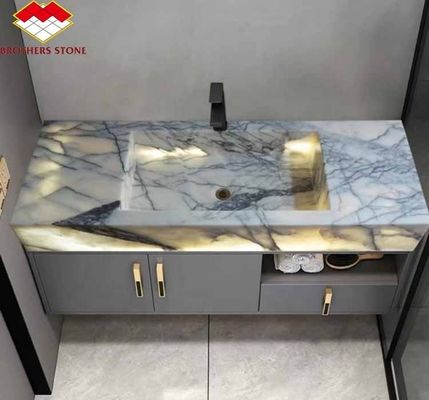 หินธรรมชาติ อ่างล้างส้วมตกแต่ง Calcatta Viola มาร์บอร์ล ล้างส้วมสําหรับห้องน้ําหรู