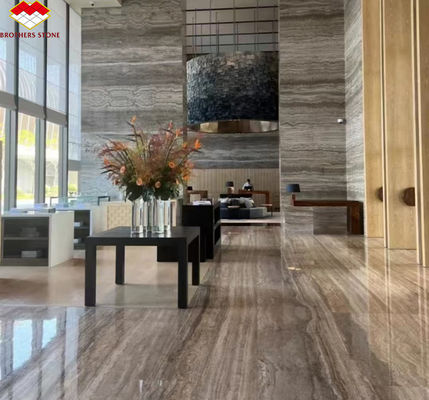 กระเบื้องมาร์บอร์ Travertine สําหรับโรงแรม วิลล่า โปร่งหินเงิน