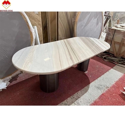 Palissandro Blue Marble Table Top โต๊ะรับประทานอาหารทันสมัยที่มีลากและขนาด 180*90cm
