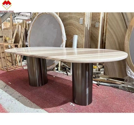 Palissandro Blue Marble Table Top โต๊ะรับประทานอาหารทันสมัยที่มีลากและขนาด 180*90cm