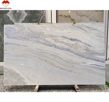 โอนิกซ์โมเดิร์น มาร์บอร์ชนิด ใส สีฟ้าเงา Quartzite Slab สําหรับห้องนั่งเล่น