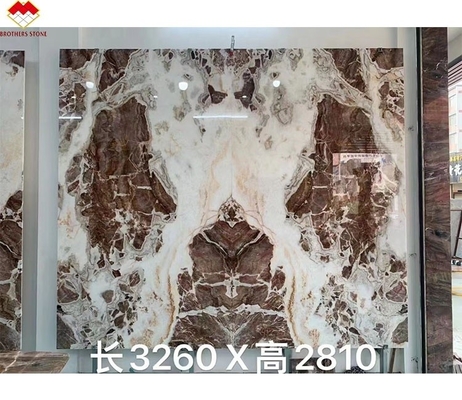 หิน Onyx สีแดงใส สีเลือด-ส้ม สีแดงที่มีเส้นเลือดขาว CNF เส้นเลือดไม้แดง ผนังมาร์บอร์