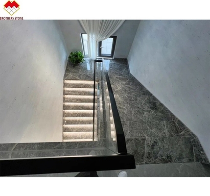 ไฟบันได LED สายโค้งตรงบันไดมาร์บอร์ด้วยวัสดุบันไดหินมาร์บอร์ธรรมชาติ