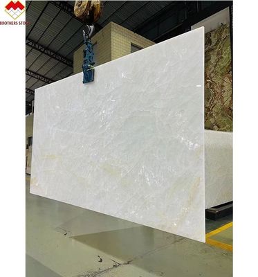 อายุน้ําแข็ง Onyx Quartzite Stone Wall Panel องค์ประกอบ Lavabo สําหรับคอนทับเกาะภายใน