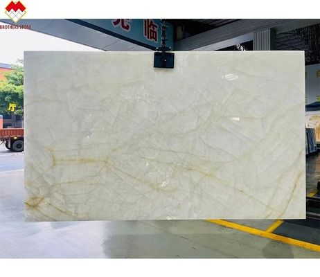 อายุน้ําแข็ง Onyx Quartzite Stone Wall Panel องค์ประกอบ Lavabo สําหรับคอนทับเกาะภายใน