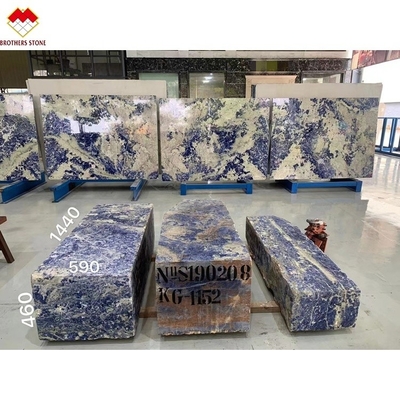 บอลิเวียสีฟ้าโปร่งใส โซดาไลท์ โอนิกซ์ มาร์บอร์สําหรับสล็อบใหญ่หรือตัดตามขนาด