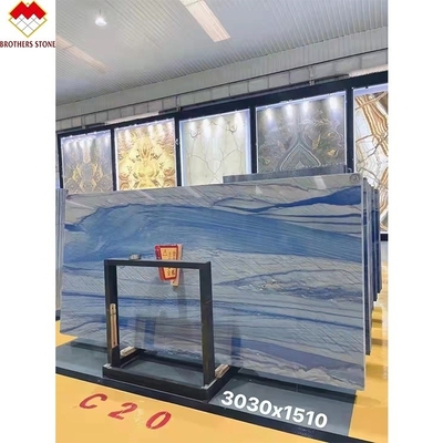 Blue Blue Macaubas Quartzite Stone Polished Honed Surface การออกแบบกราฟฟิกสําหรับปลายบ้าน