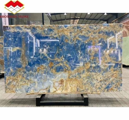 หินมาร์บอร์ม Onyx ทันธ์ธรรมชาติ Modern Blue Onyx หินมาร์บอร์มสําหรับผนังและพื้นห้องน้ํา