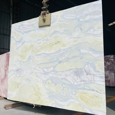 มาร์บอร์ลสีฟ้าสีฟ้าทันสมัยที่มีเส้นเลือดเขียวสําหรับโต๊ะ Vanity โต๊ะผนังพื้นการออกแบบการออกแบบกราฟิก