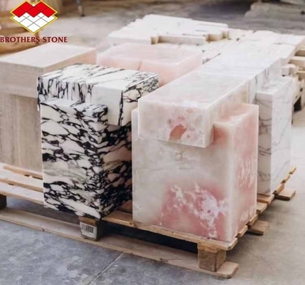 Matt Surface Finishing Modern Pink Onyx Stone สําหรับใช้งานบนโต๊ะและผนัง