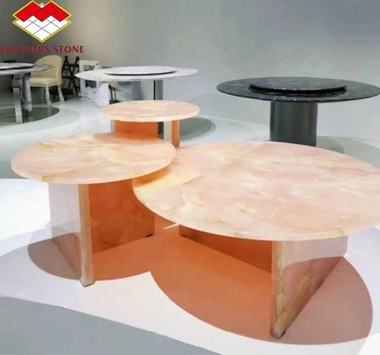 Matt Surface Finishing Modern Pink Onyx Stone สําหรับใช้งานบนโต๊ะและผนัง