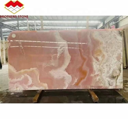 Matt Surface Finishing Modern Pink Onyx Stone สําหรับใช้งานบนโต๊ะและผนัง