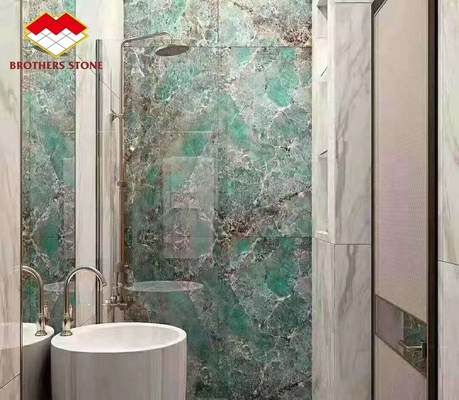 แผ่นดินกระเบื้องและตึกหินมาร์บอร์ บราซิล แอเมซอนเขียว Quartzite หินสล็อบสําหรับเกาะ Villa