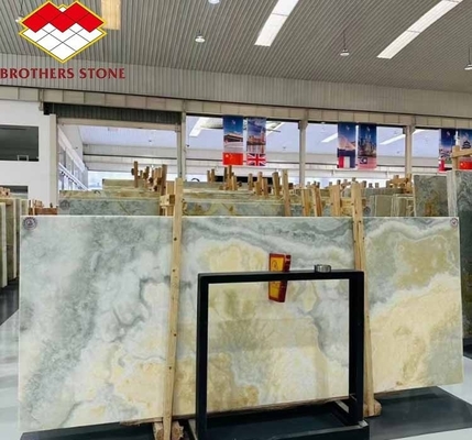 โมเดิร์น แบคไลท์ เขียว Onyx หิน Slab ความหนา 30 มม สําหรับห้องรับแขกกราฟิก