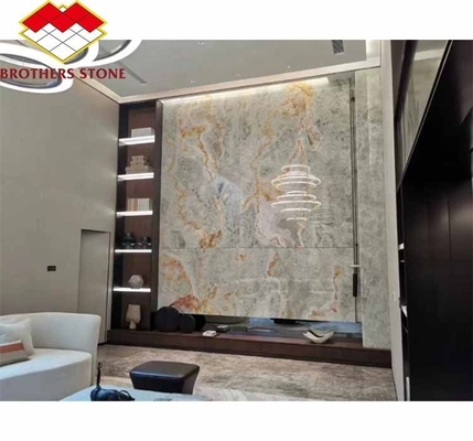 โมเดิร์น แบคไลท์ เขียว Onyx หิน Slab ความหนา 30 มม สําหรับห้องรับแขกกราฟิก
